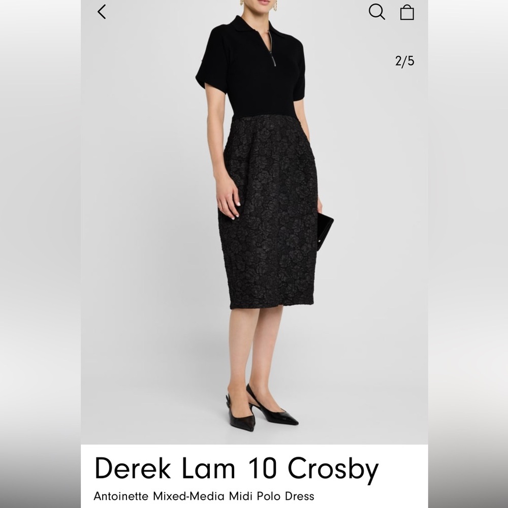 Derek Lam Black Polo Zip-Front Knit Top